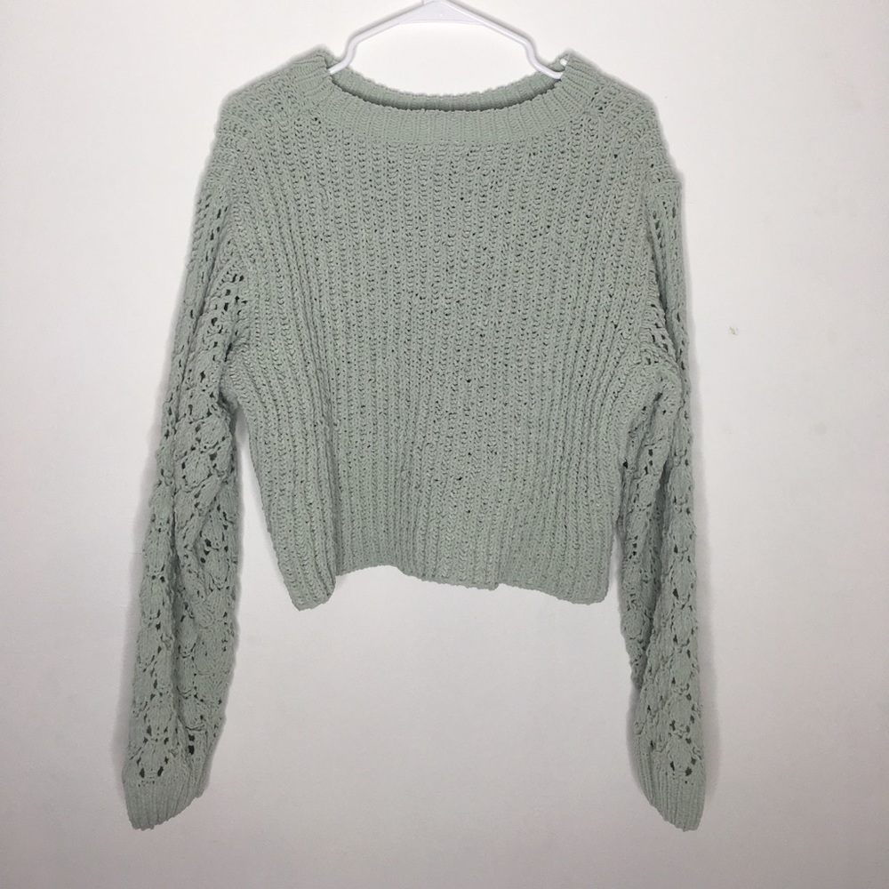 LIGHT GREEN Mesh Sweater